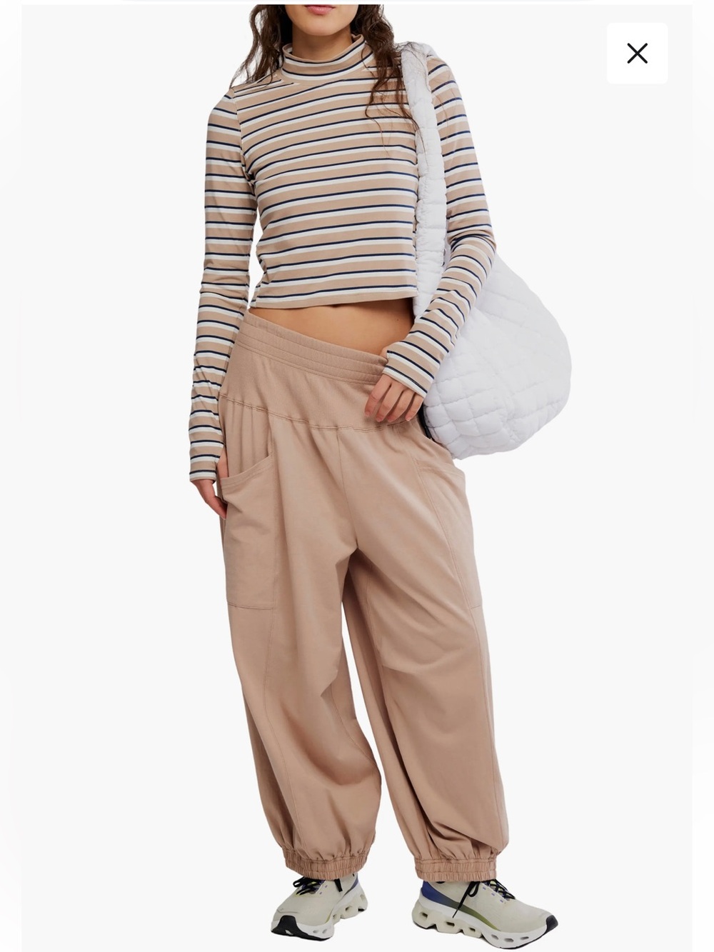 FP Movement by Free People Beige Elastic-Waist Cargo Joggers